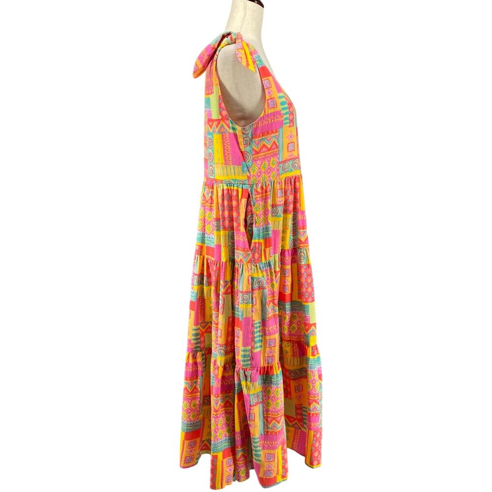 Vtg 80s 90s‎ Two Potato Maximalist Artsy Tiered Sundress M Resort Wear Dopamine - Picture 2 of 16